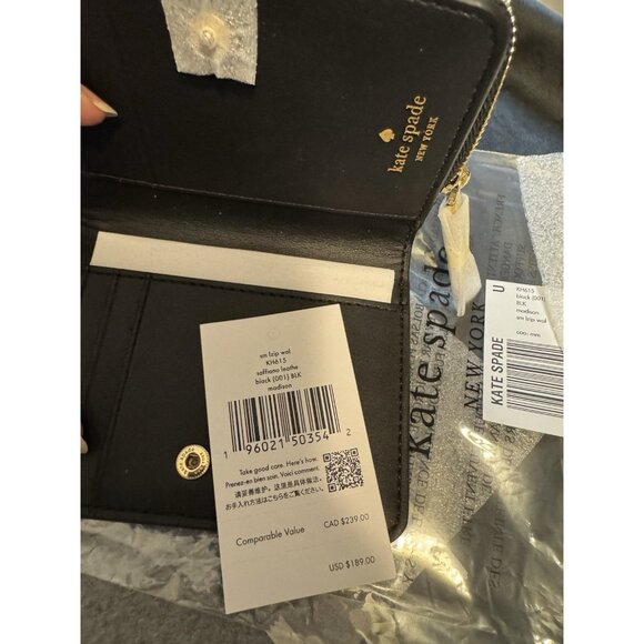 Kate Spade Madison Small L-Zip Wallet KH615 001 Black NEW $189 - Picture 9 of 16